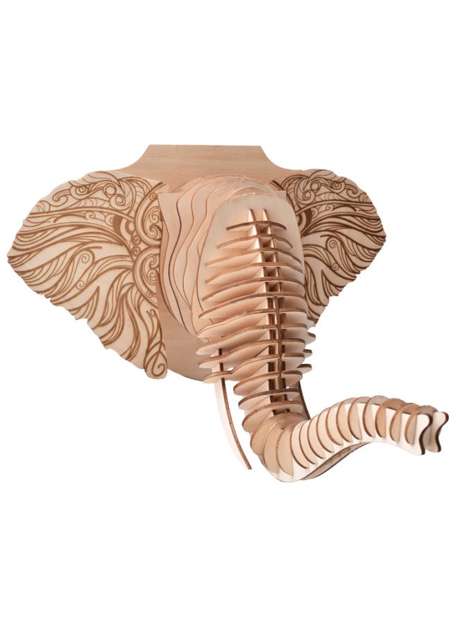 Direct Color Boxed Animal Model DIY Three-dimensional Wooden 3D Laser Puzzle Puzzle Puzzle Toy-Color:XI-G002 Elephant Head - Image 1